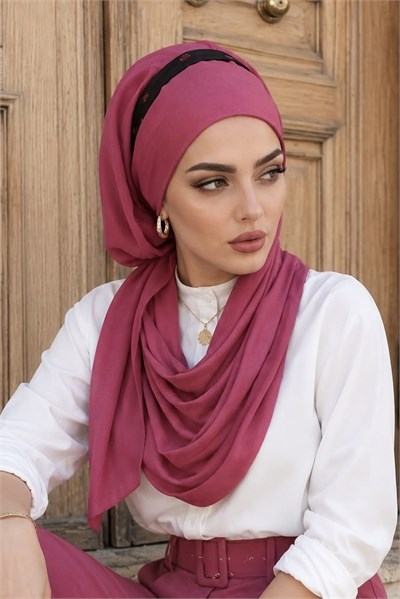 Gülkurusu Bantlı Bandana Hazır Şal