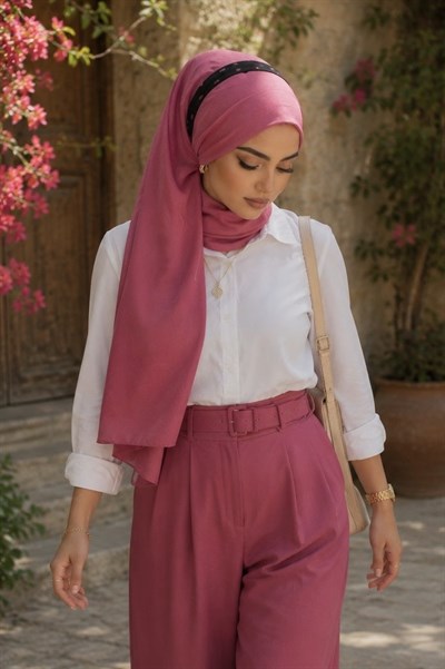 Gülkurusu Bantlı Bandana Hazır Şal
