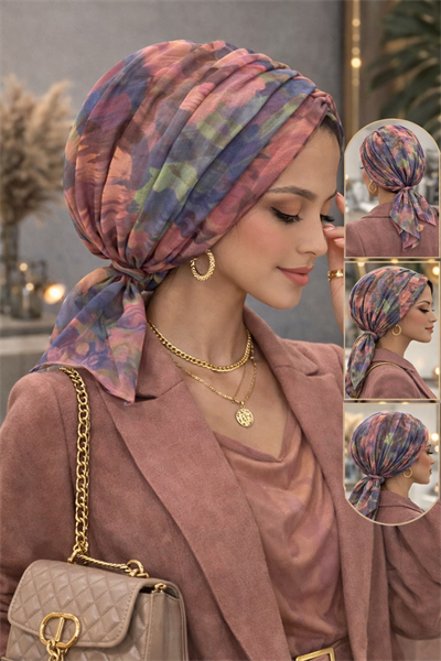 Gülkurusu Pastel  Desen Tokalı Bone