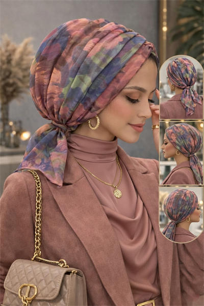 Gülkurusu Pastel  Desen Tokalı Bone