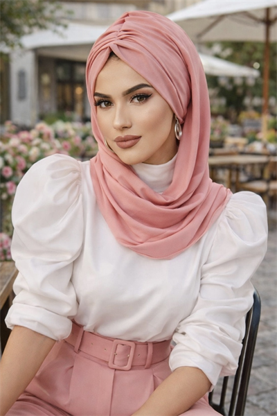 Gülpembe Büzgülü Hazır Şal