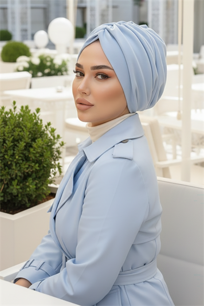 Açık Mavi Büzgülü Salaş Bone