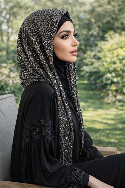 Antrasit Payetli Abiye Başlık