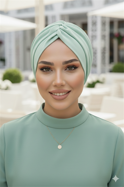 Mint Yeşili Büzgülü Salaş Bone