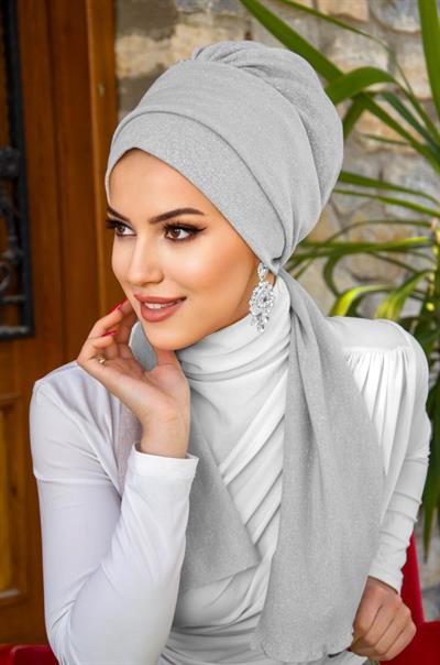 Gümüş Simli Atkılı Tesettür Bone