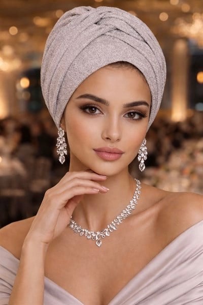 Gümüş Simli Burgu Detaylı Abiye Bone