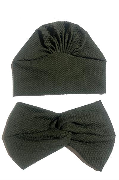 Haki Burgu Bantlı Hazır Bone