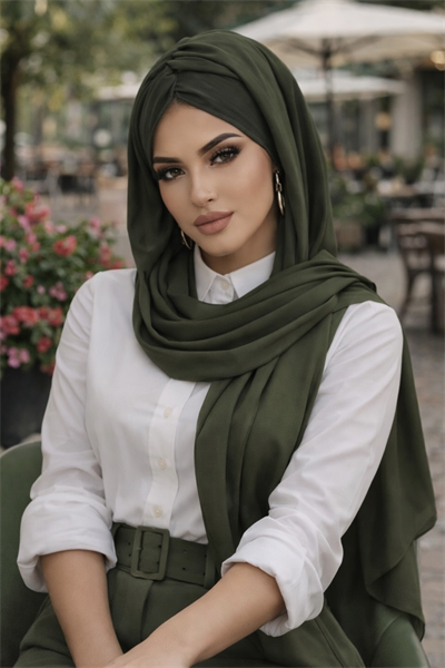 Haki Burgu Burgu Hazır Şal