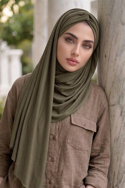 Haki Burgu Burgu Hazır Şal
