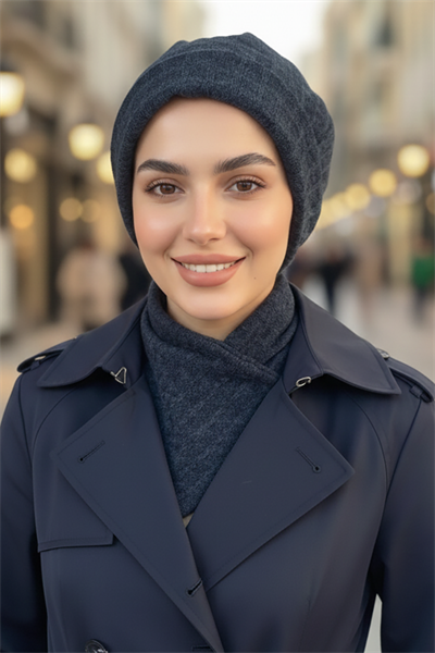 Lacivert Triko Tesettür Bere ve Etol Takım