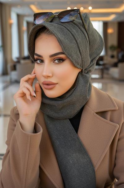 Haki Kaşe Tesettür Şapka