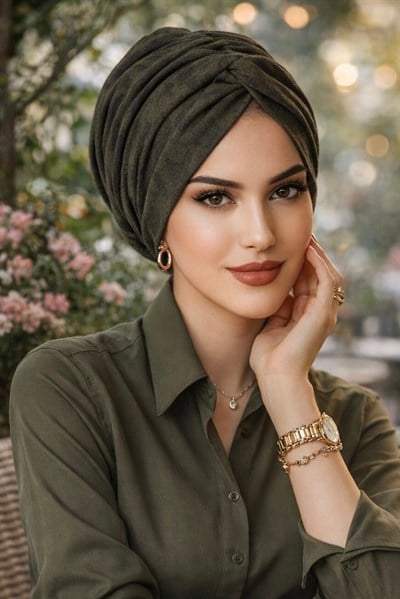 Haki Leopar Desen Burgu Bone