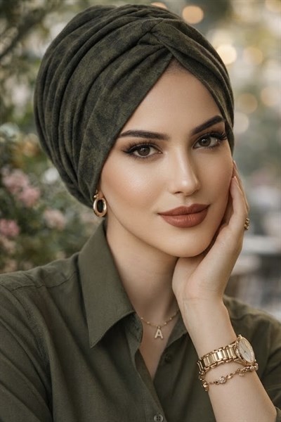 Haki Leopar Desen Burgu Bone