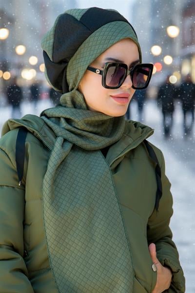 Haki Siyah Kapitone Tesettür Bere