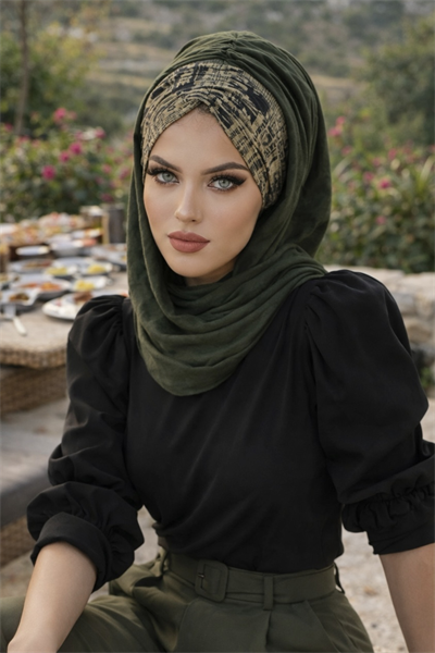 Haki Yazı Desen Hazır Şal