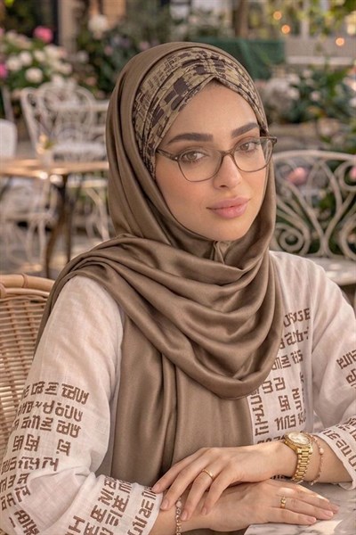 Haki Vizon Yazı Desen Hazır Şal