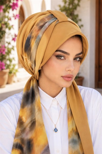Hardal Batik Desen Şapka Bone