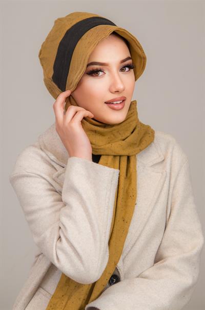 Hardal Desen Tesettür Şapka