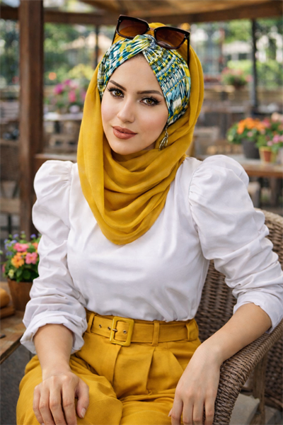Hardal Desenli Burgu Hazır Şal
