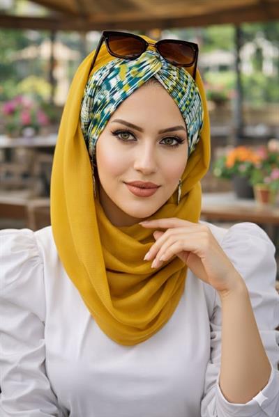 Hardal Desenli Burgu Hazır Şal