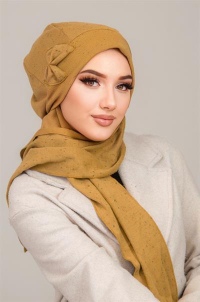 Hardal Karyağdı Fiyonklu Tesettür Bere
