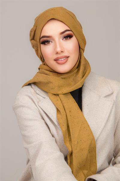 Hardal Karyağdı Fiyonklu Tesettür Bere