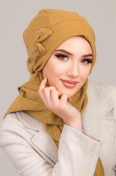 Hardal Karyağdı Fiyonklu Tesettür Bere