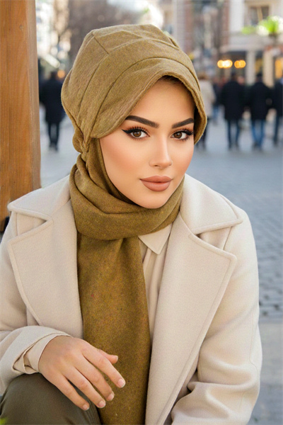 Hardal Kaşe Tesettür Şapka