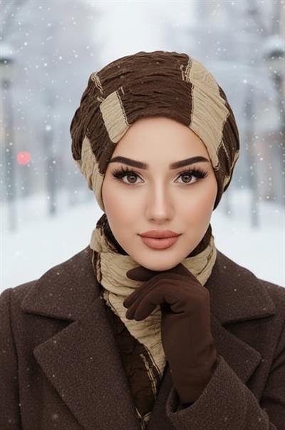 Kahve Bej  Kapitone Tesettür Bere Ve Etol Takım