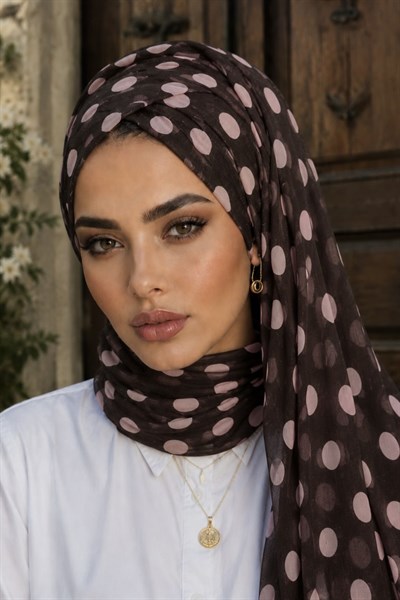 Kahve Pudra Puan Desen Hazır Şal