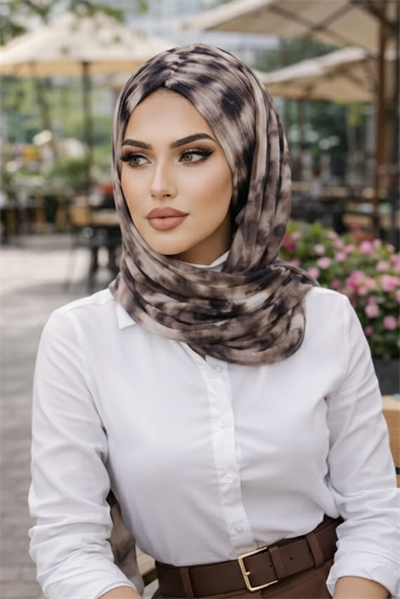 Kahve Vizon Batik Desen Hazır Şal