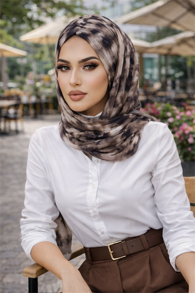 Kahve Vizon Batik Desen Hazır Şal