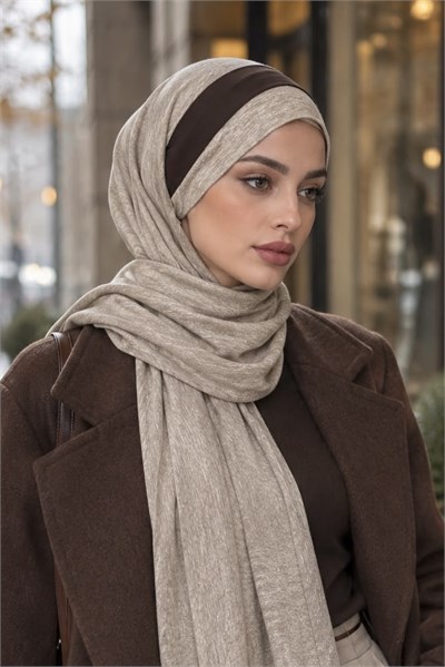 Kahverengi Bantlı Vizon Kelebek Bone Şal