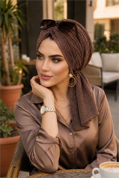 Kahverengi Simli Abiye Tokalı Bone