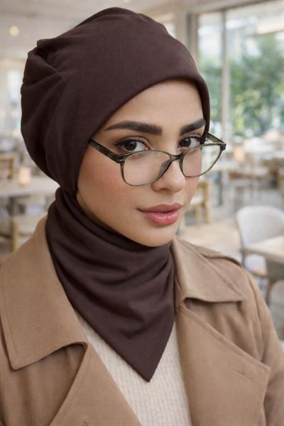 Kahverengi Tesettür Bere Bone ve Etol Takım