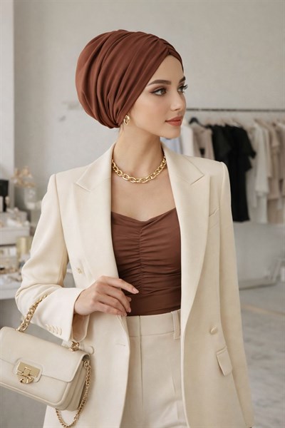 Karamel Hazır Büzgülü  Bone