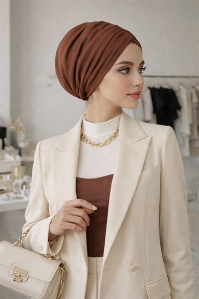 Karamel Hazır Büzgülü  Bone