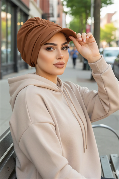 Karamel Kahve Bantlı Şapka Bone