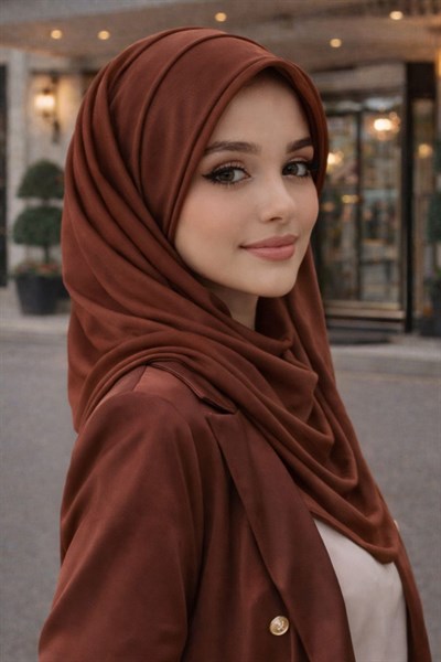Karamel Kahve Şapkalı Şal