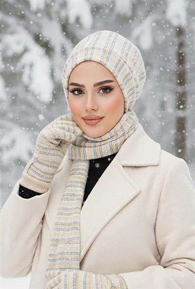 Kemik Çizgili Tesettür Bere