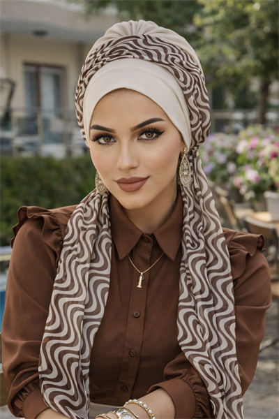 Kemik Puan Desen Fularlı Bone