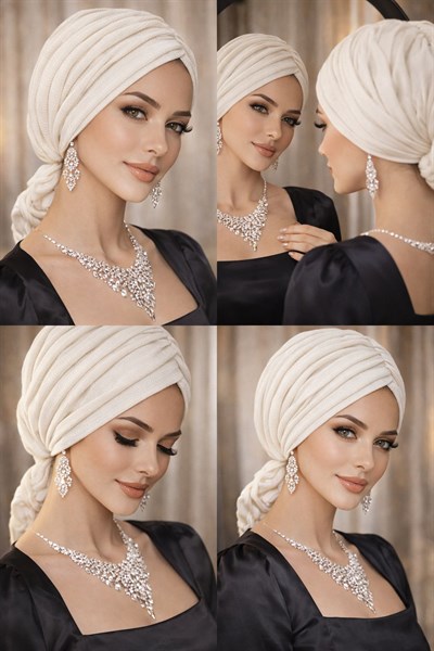 Kırık  Beyaz Tokalı Bone