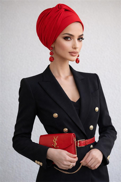 Kırmızı Burgu Detaylı Bone