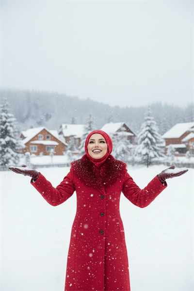 Kırmızı Desen Maskeli Bere
