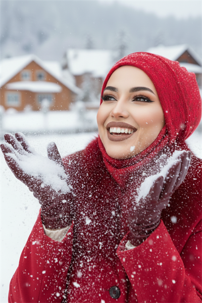 Kırmızı Desen Maskeli Bere