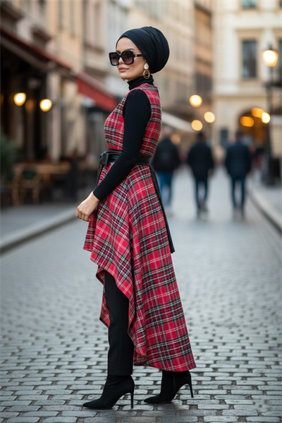 Kırmızı Ekoseli Yelek