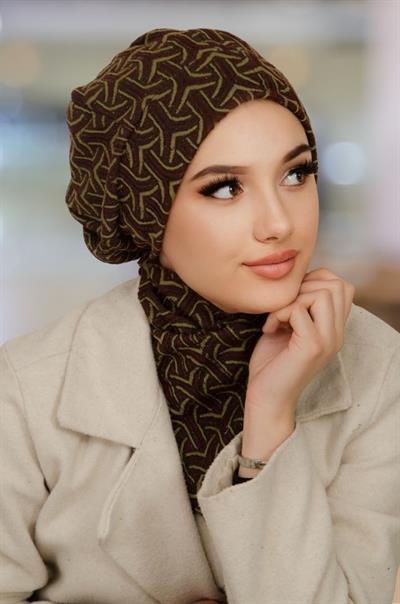 Kahve Desen Tesettür Bere Ve Etol Takım