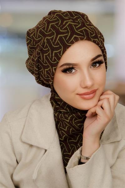 Kahve Desen Tesettür Bere Ve Etol Takım