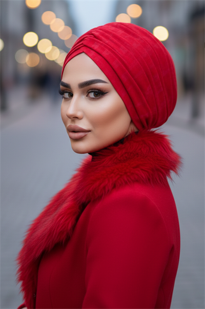 Kırmızı Kışlık Büzgülü Bone