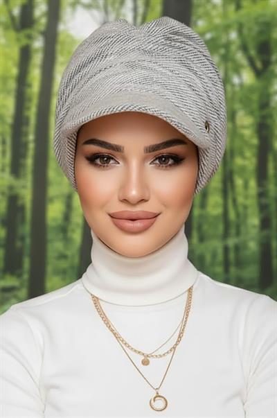 Kot Beyaz Metal Detaylı Tesettür Şapka Bone